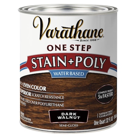 Varathane Varathane Semi-Gloss Dark Walnut Water-Based Acrylic Modified Urethane One-Step Stain/Poly 1 qt 337037